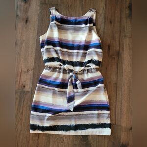 🩷 Daisy Fuentes Blue Black White Stripe Dress